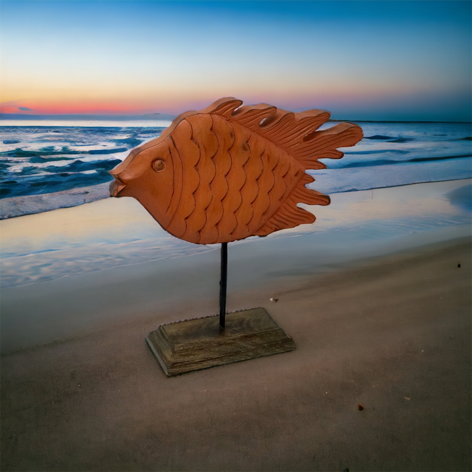 Sonny Sunfish on Stand-Orange Wash